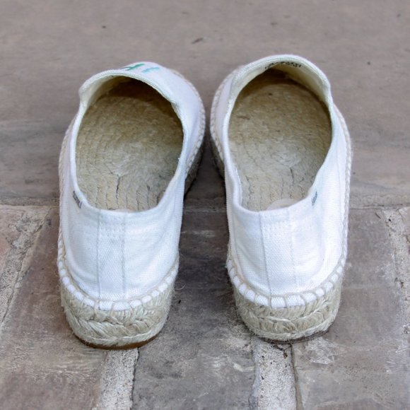 Soludos Natural Ivory Canvas Colorful TGIF Espadrilles Slip On Shoes Size 8.5 - Picture 4 of 8